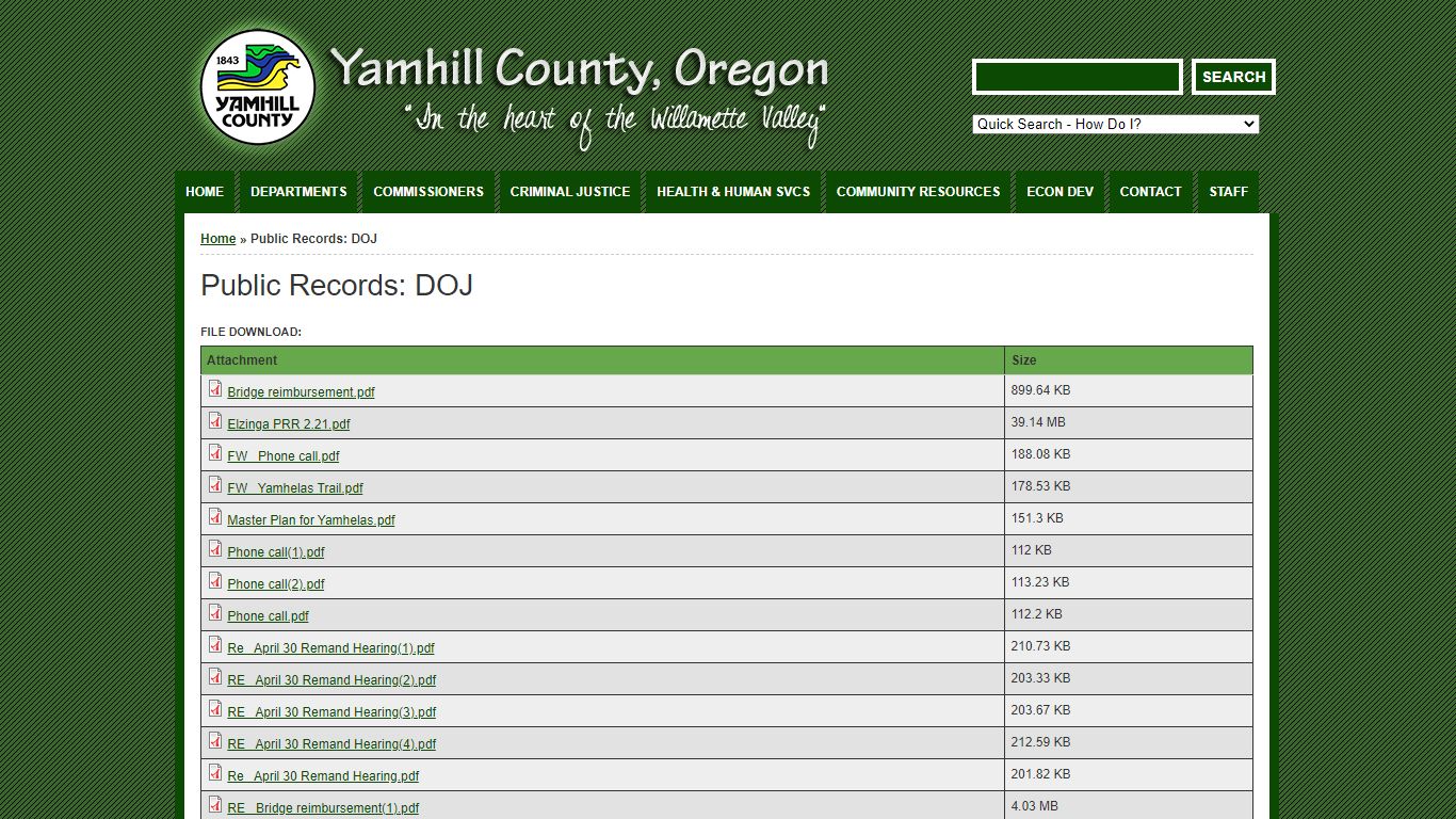 Public Records: DOJ | Yamhill County, Oregon