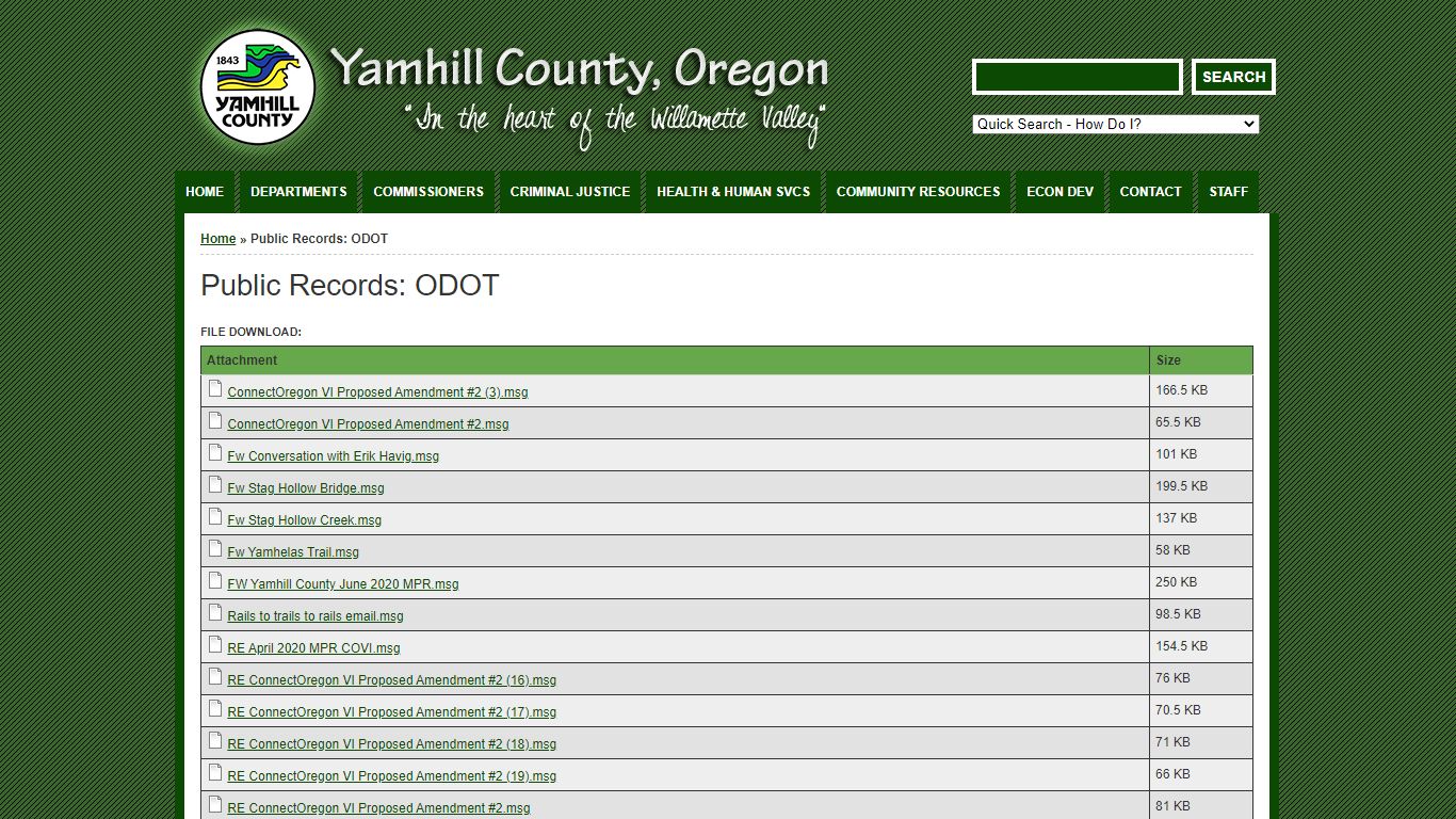 Public Records: ODOT | Yamhill County, Oregon